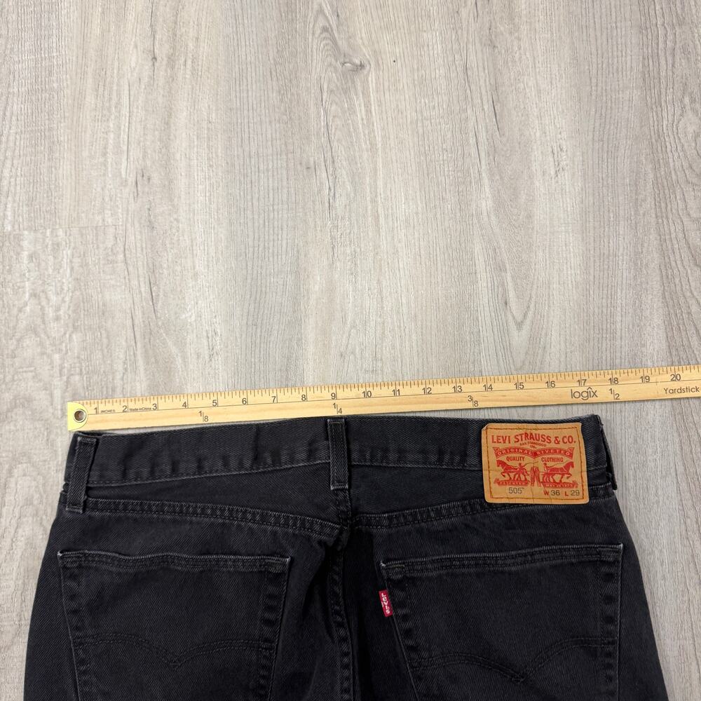 Levis 505 Jeans Men's 36x29 Black Denim Straight Regular Fit Western Rodeo - Picture 6 of 9